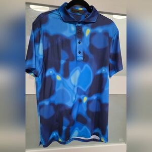 G/FORE Blue Gradient Polo with Yellow Accents
